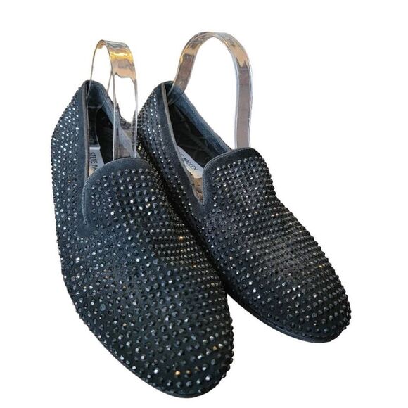 Steve Madden Caviarr Slips On Black Gems Mens SZ 8 Leather Loafers - Picture 1 of 8